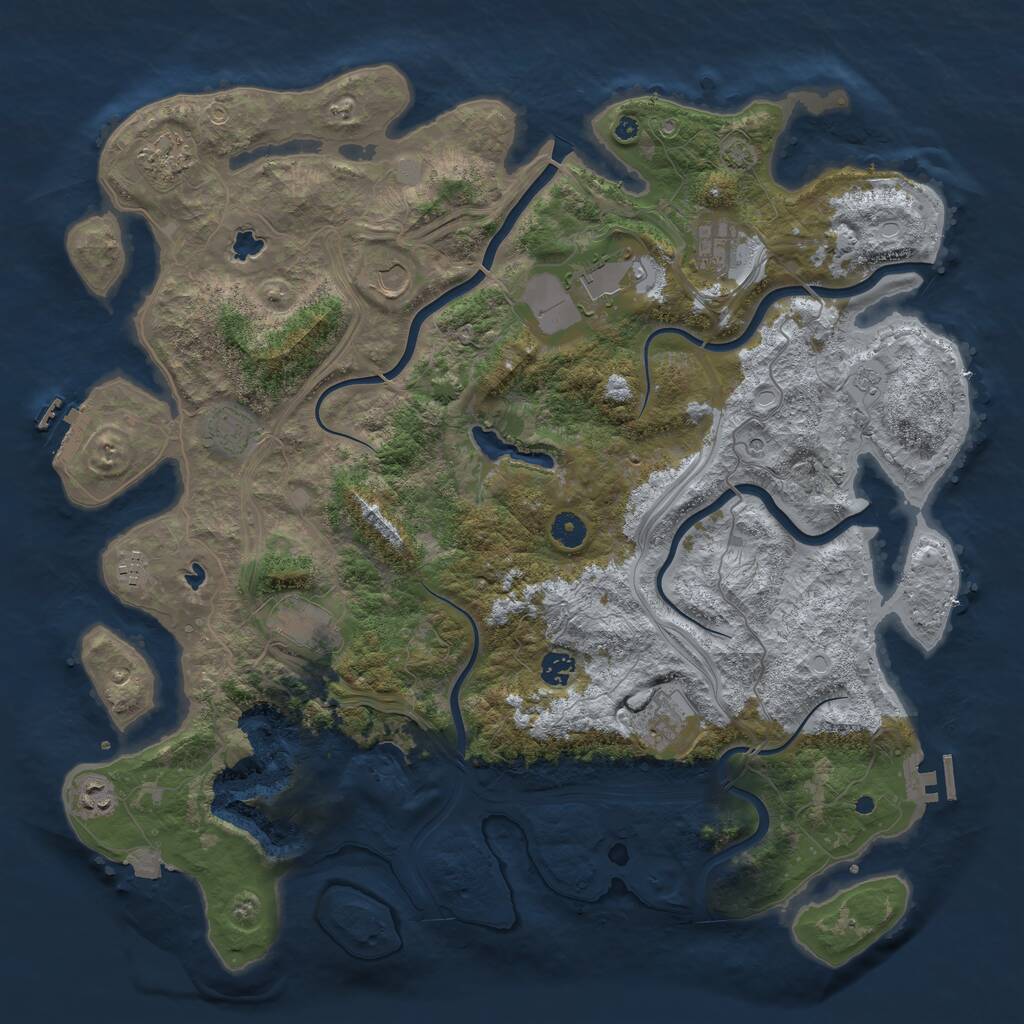 Rust Map: Procedural Map, Size: 4500, Seed: 424000859, 16 Monuments