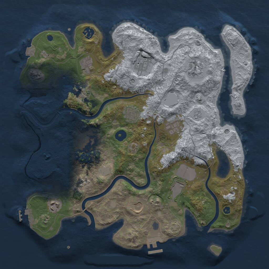 Rust Map: Procedural Map, Size: 3700, Seed: 354908618, 17 Monuments