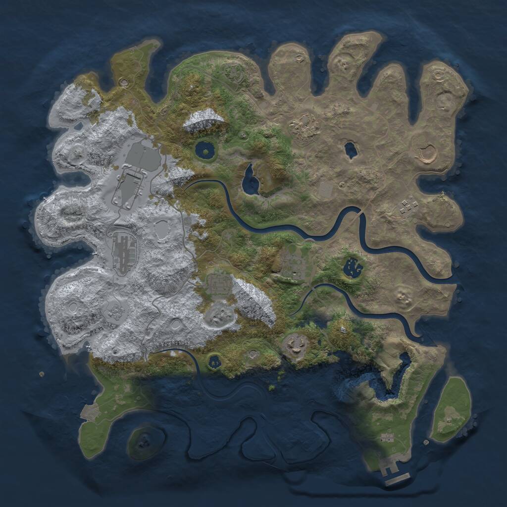 Rust Map: Procedural Map, Size: 4000, Seed: 234607034, 14 Monuments