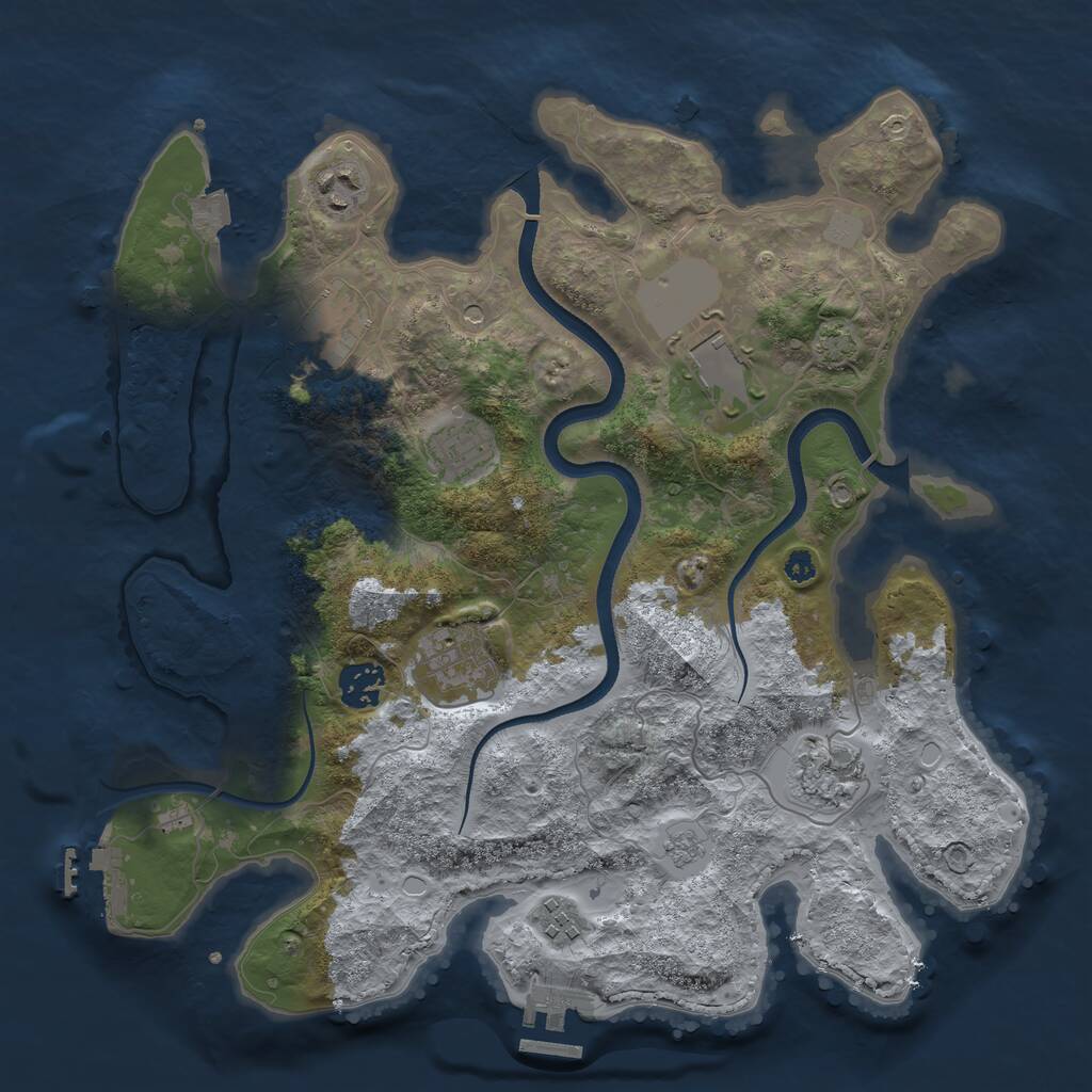 Rust Map: Procedural Map, Size: 3500, Seed: 398625629, 14 Monuments