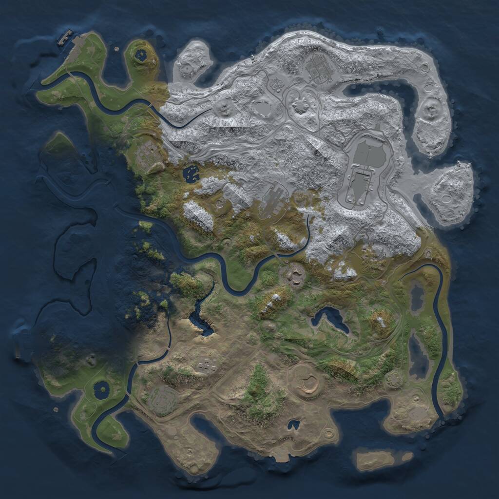 Rust Map: Procedural Map, Size: 4250, Seed: 23976914, 16 Monuments