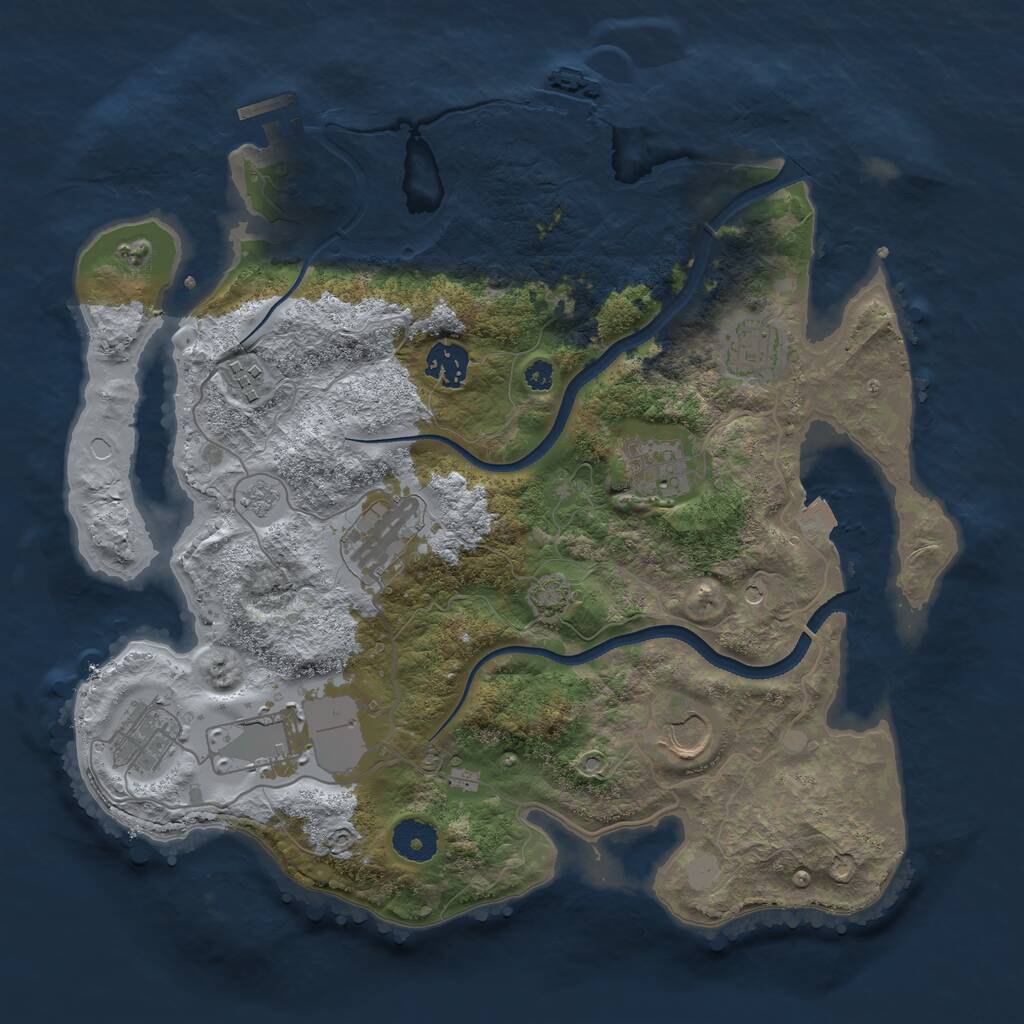 Rust Map: Procedural Map, Size: 3500, Seed: 621794388, 14 Monuments