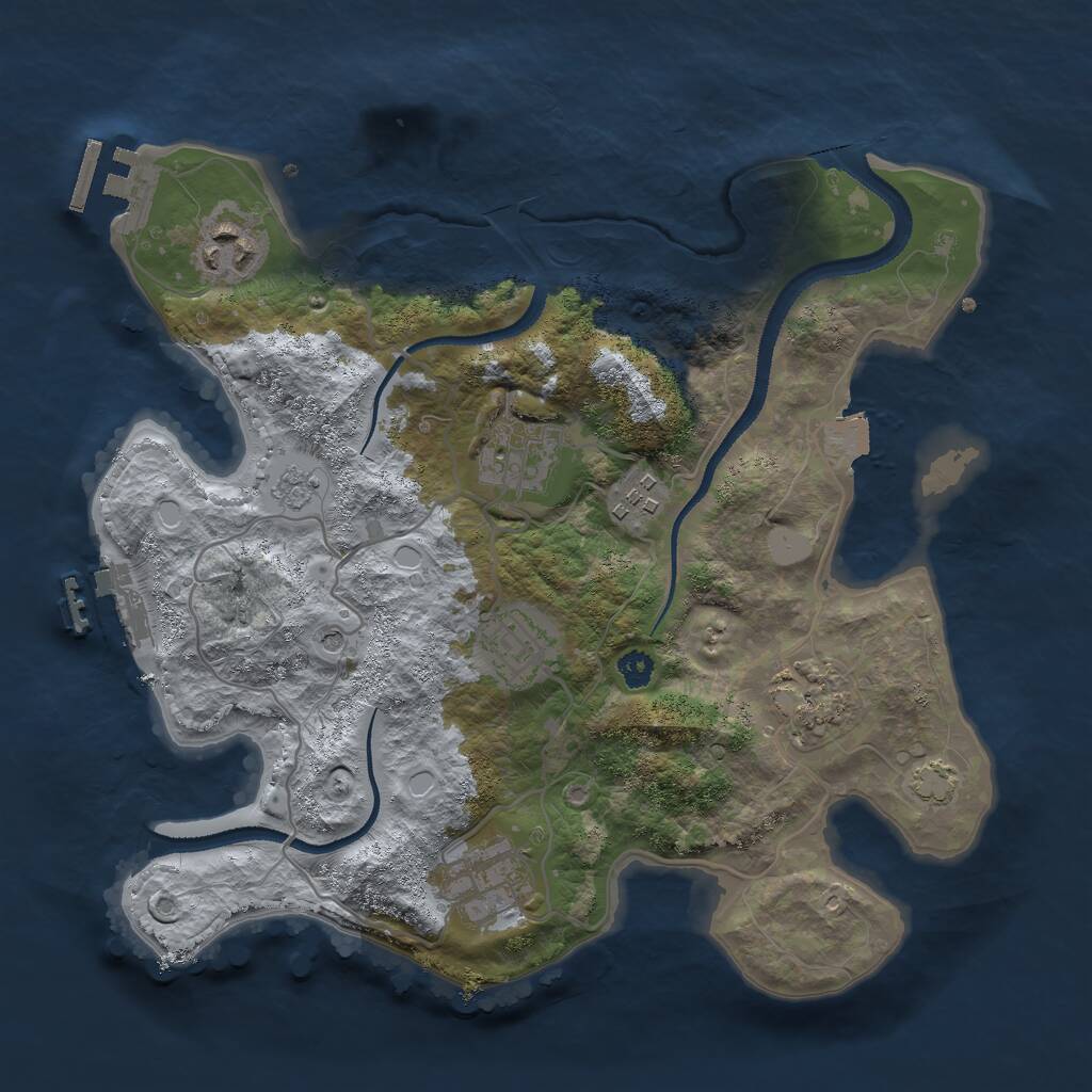 Rust Map: Procedural Map, Size: 3000, Seed: 1030814188, 12 Monuments