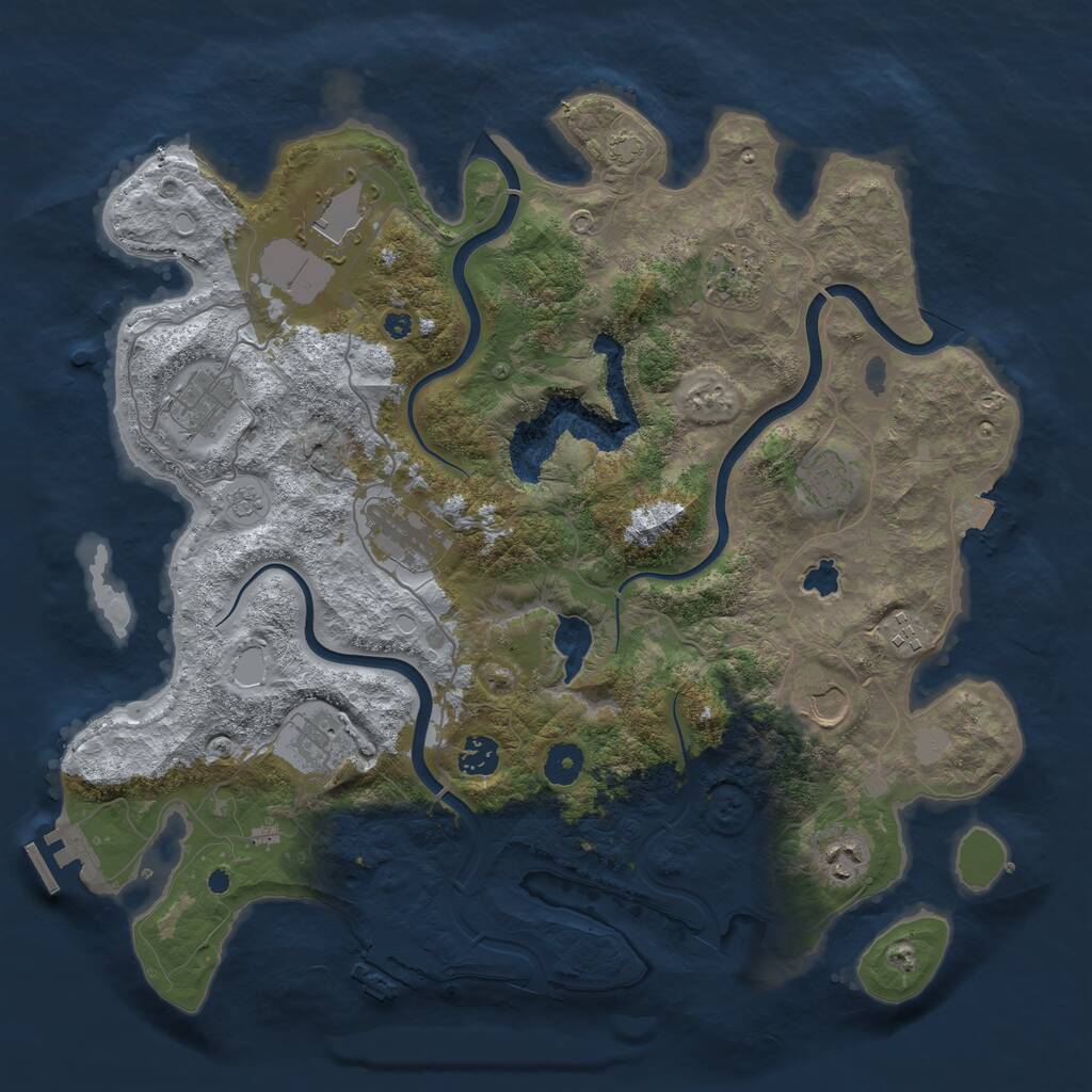Rust Map: Procedural Map, Size: 4000, Seed: 44433434, 15 Monuments