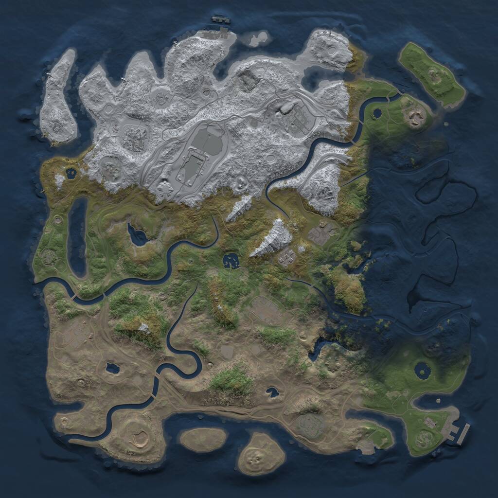 Rust Map: Procedural Map, Size: 4500, Seed: 2143613468, 17 Monuments