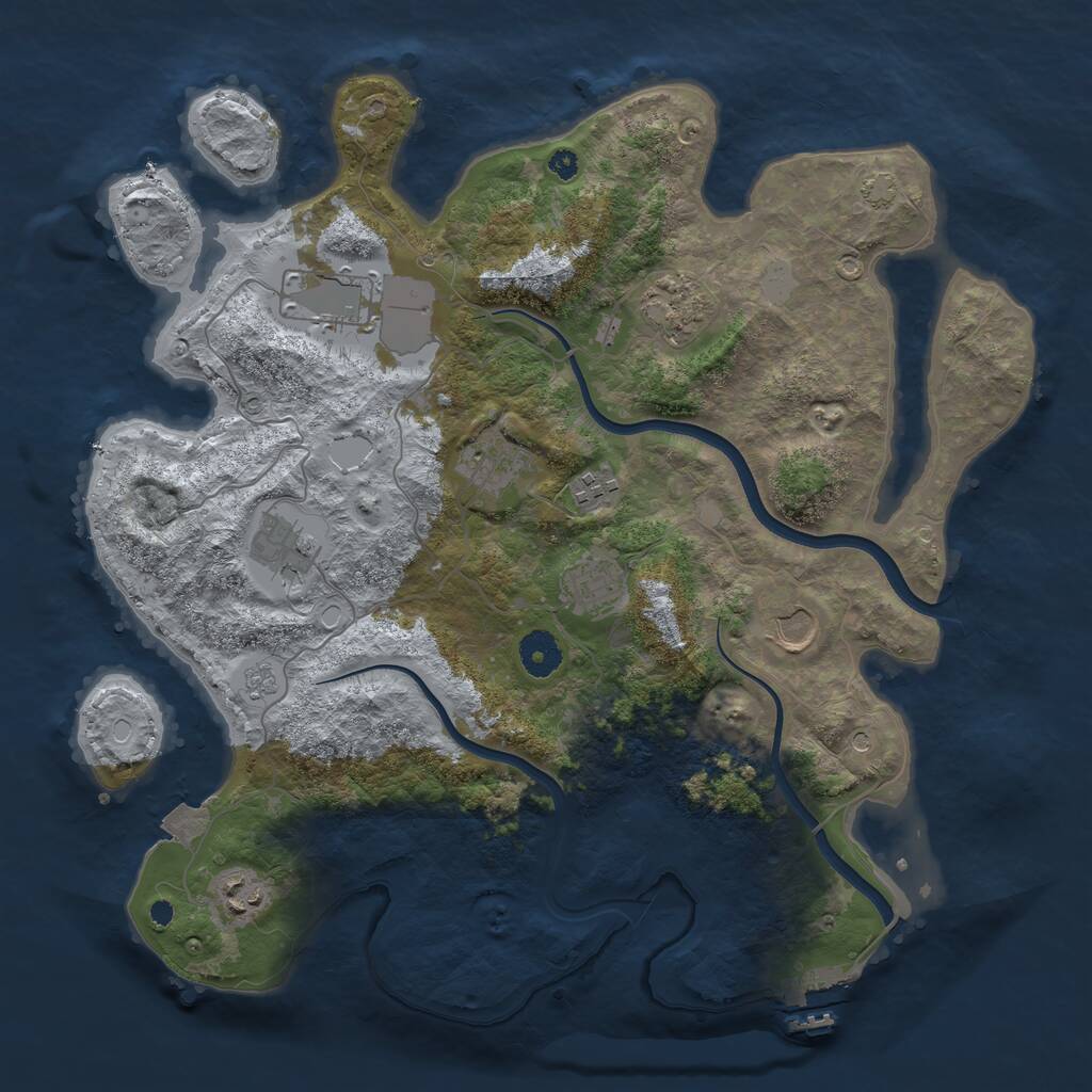 Rust Map: Procedural Map, Size: 3750, Seed: 834635979, 13 Monuments
