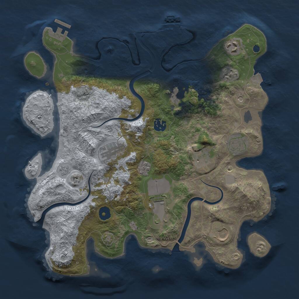 Rust Map: Procedural Map, Size: 3500, Seed: 1813476395, 15 Monuments