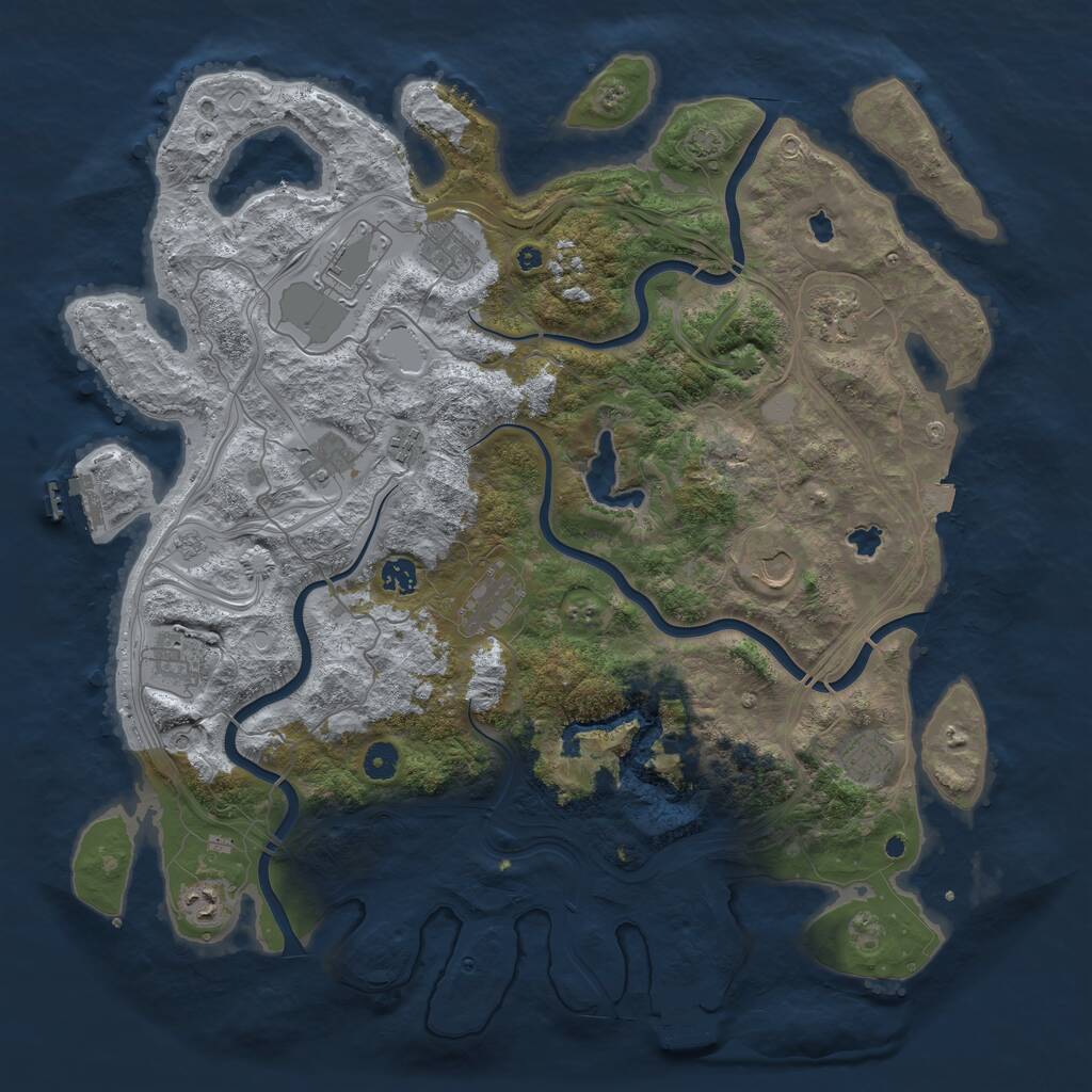 Rust Map: Procedural Map, Size: 4500, Seed: 650197747, 17 Monuments