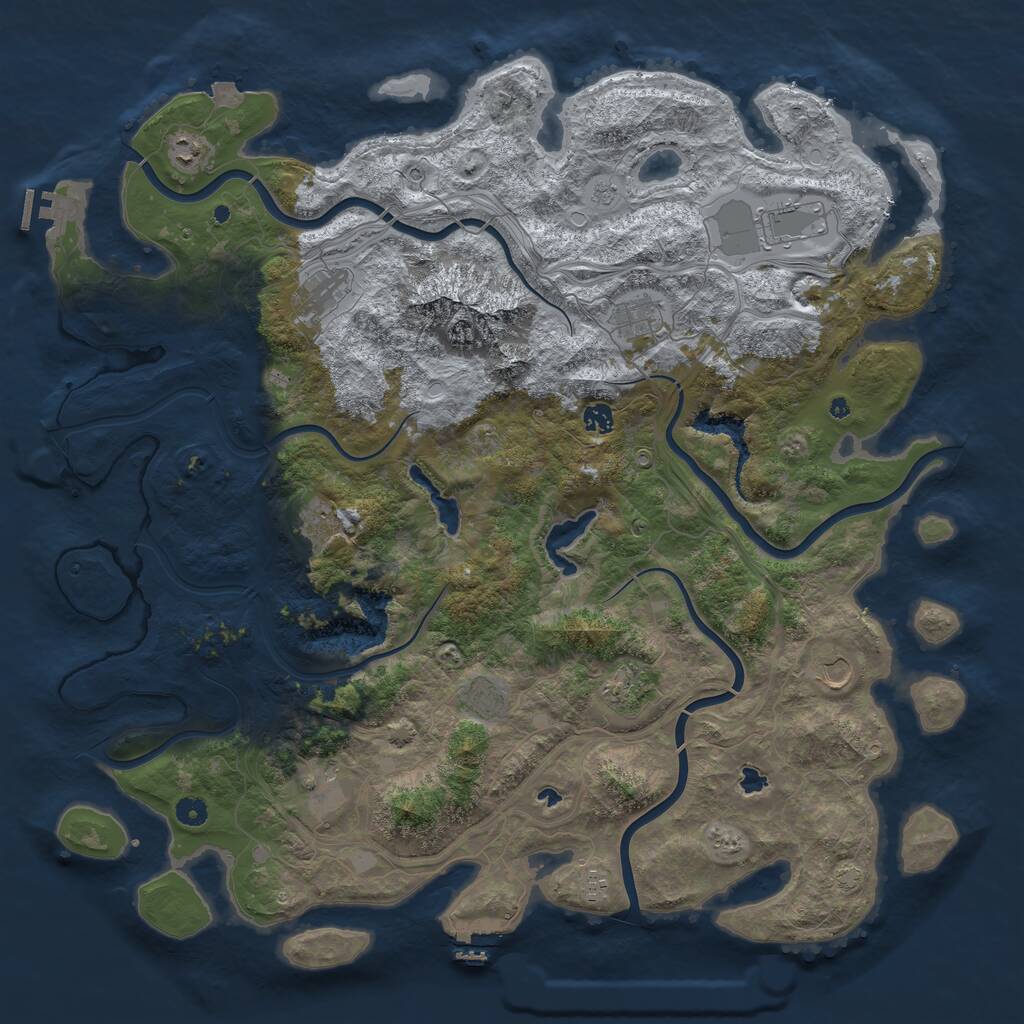 Rust Map: Procedural Map, Size: 5000, Seed: 45686, 17 Monuments