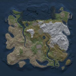 Thumbnail Rust Map: Procedural Map, Size: 3700, Seed: 1173521351, 16 Monuments