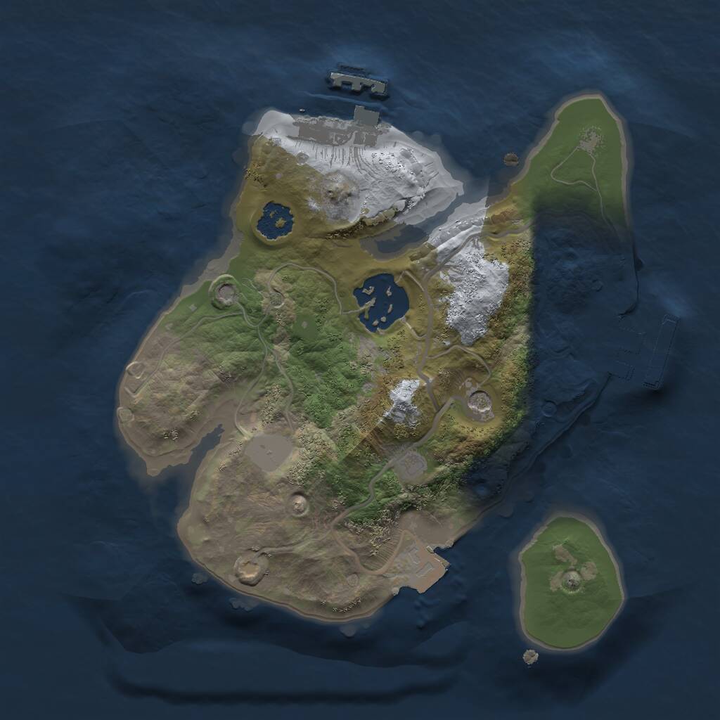 Rust Map: Procedural Map, Size: 2000, Seed: 1129699344, 5 Monuments