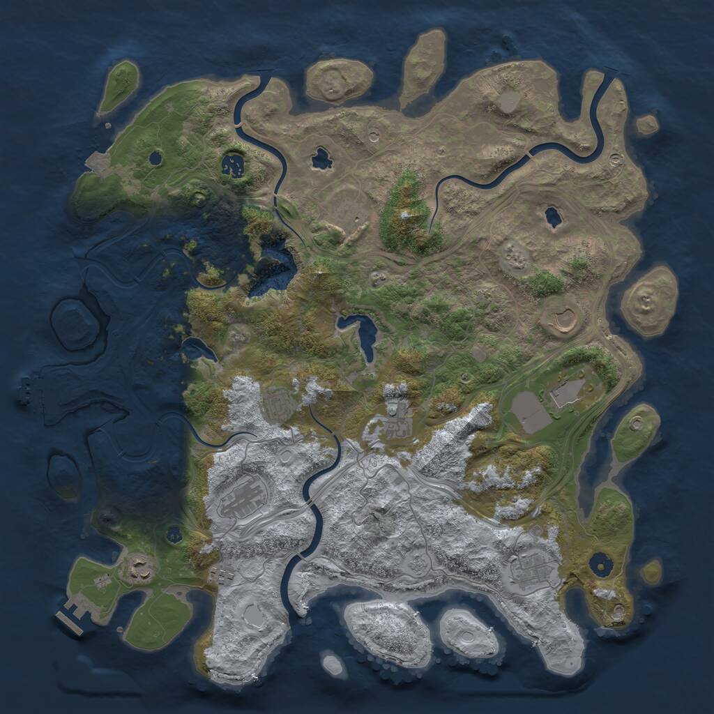 Rust Map: Procedural Map, Size: 4500, Seed: 1815008087, 16 Monuments