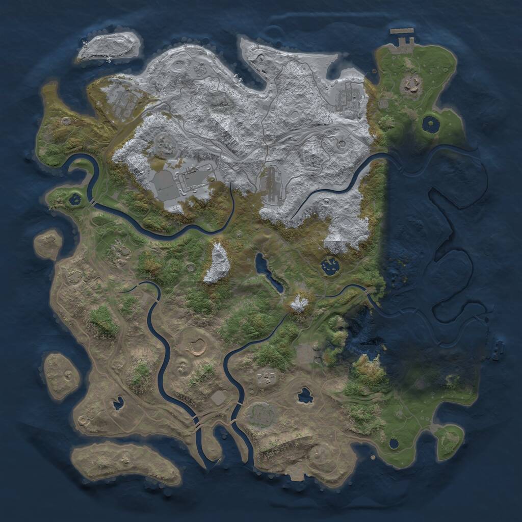 Rust Map: Procedural Map, Size: 4500, Seed: 558639542, 17 Monuments