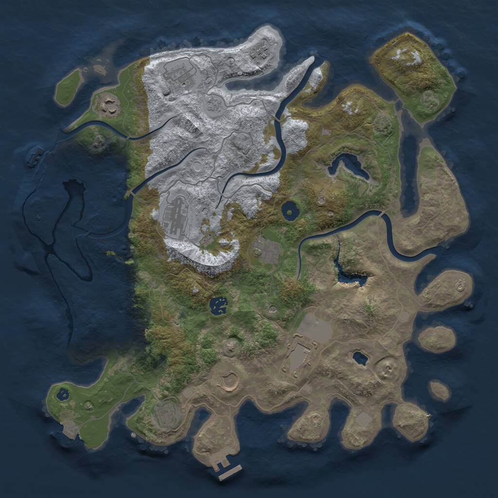 Rust Map: Procedural Map, Size: 4000, Seed: 13351, 15 Monuments
