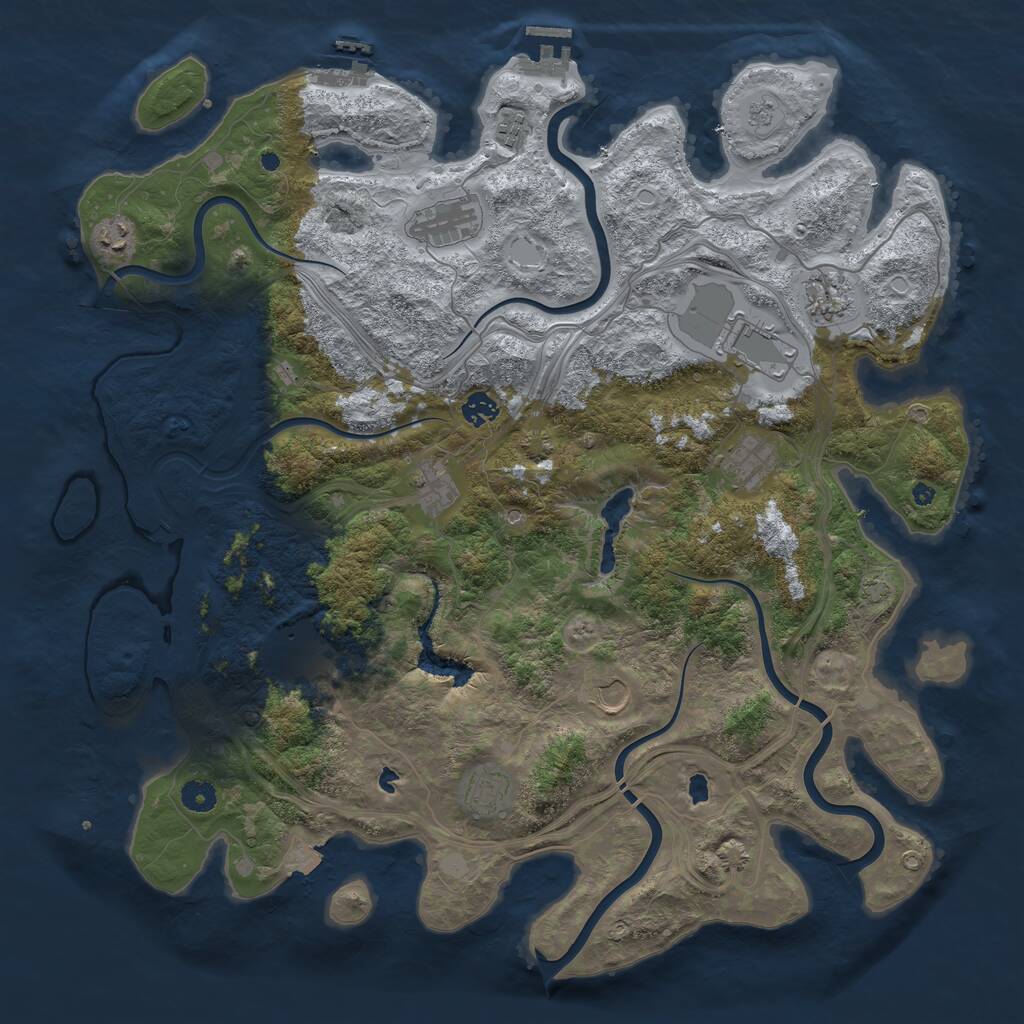 Rust Map: Procedural Map, Size: 4500, Seed: 251662959, 17 Monuments