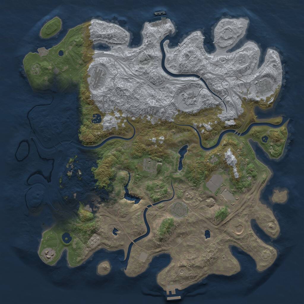 Rust Map: Procedural Map, Size: 4500, Seed: 251662959, 17 Monuments