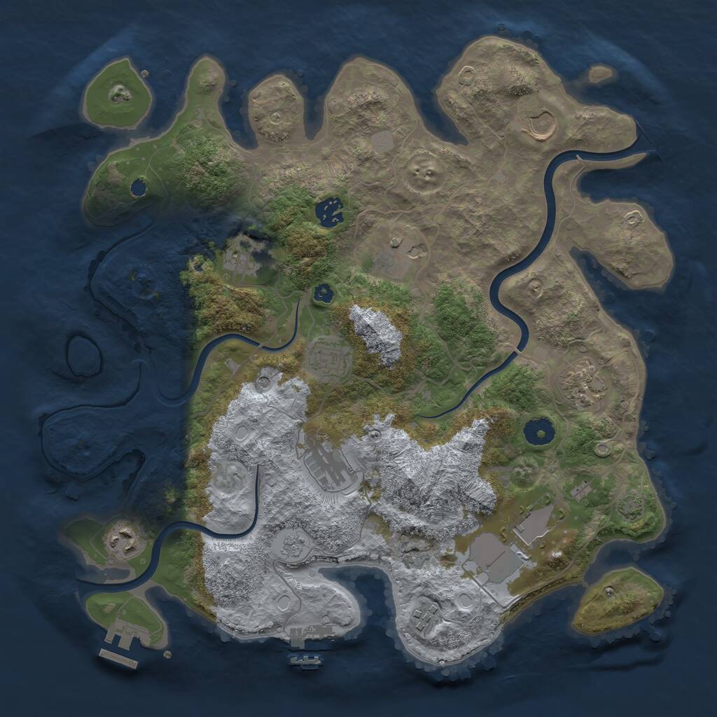 Rust Map: Procedural Map, Size: 3675, Seed: 95715, 16 Monuments