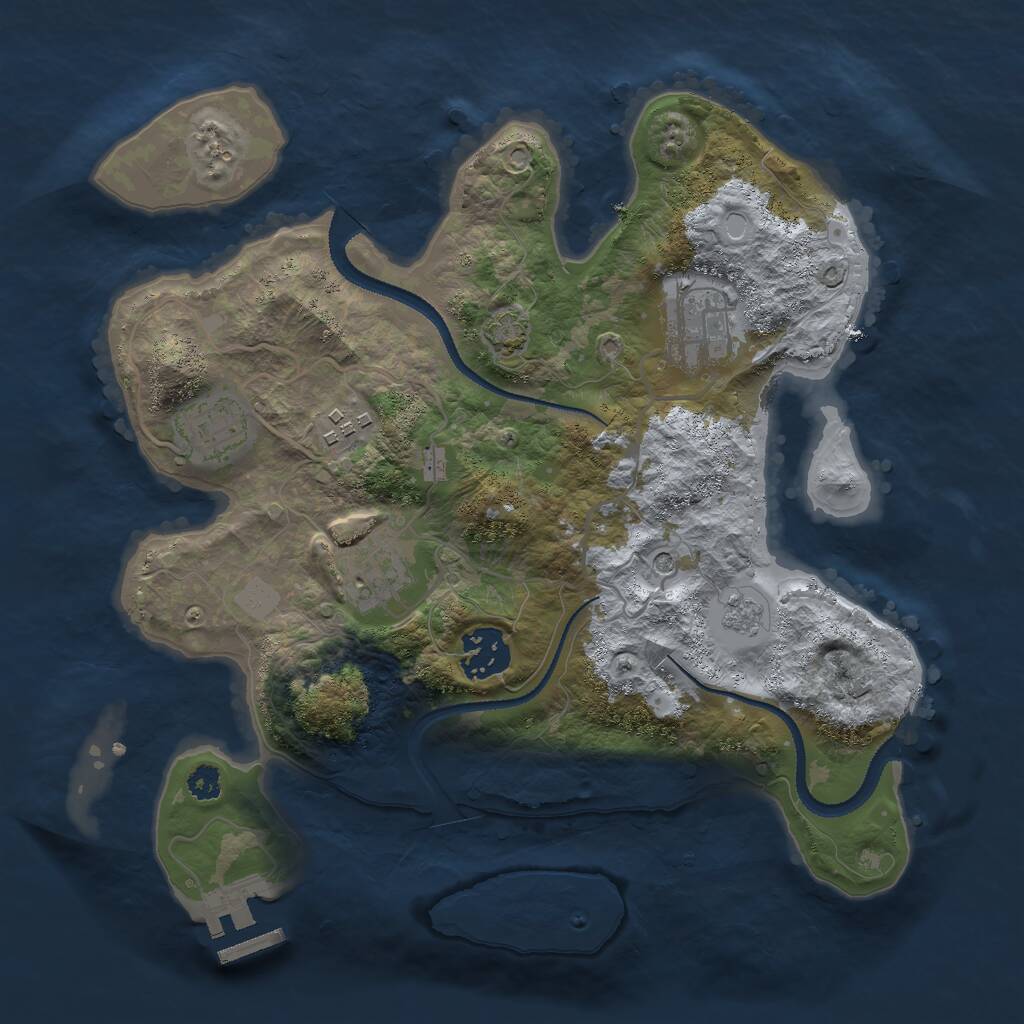 Rust Map: Procedural Map, Size: 3000, Seed: 1821362714, 10 Monuments
