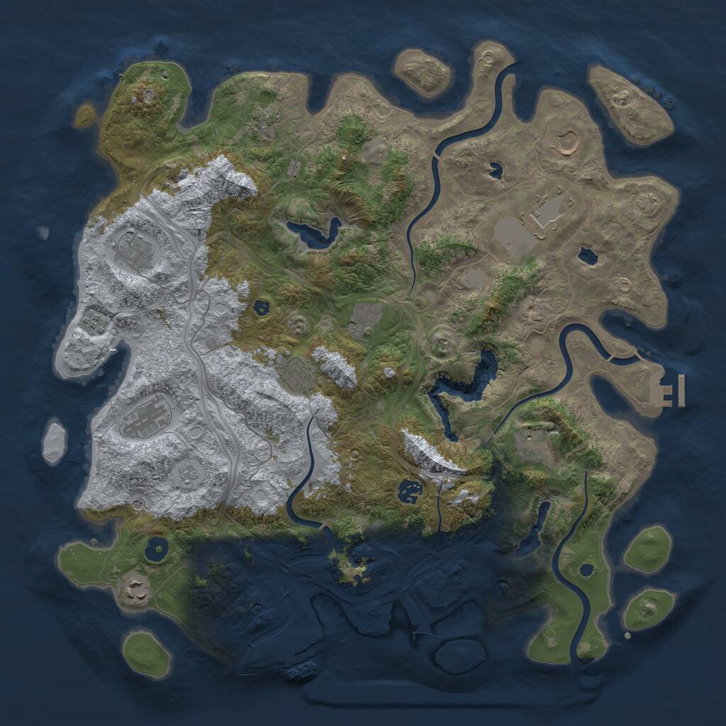 Rust Map: Procedural Map, Size: 4500, Seed: 458192530, 17 Monuments