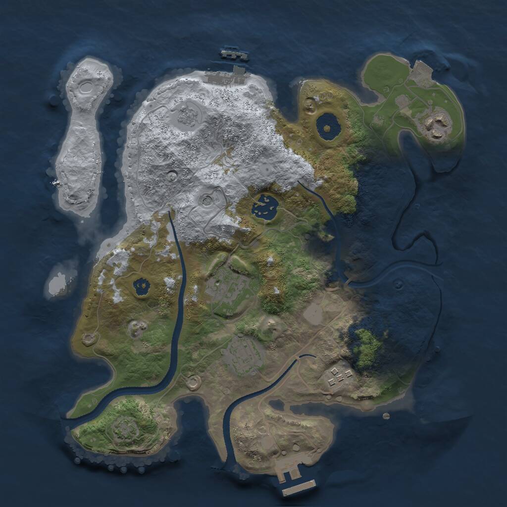 Rust Map: Procedural Map, Size: 3000, Seed: 2145917496, 11 Monuments