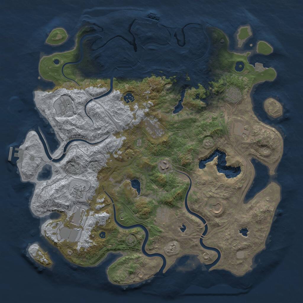 Rust Map: Procedural Map, Size: 4500, Seed: 1239389648, 16 Monuments