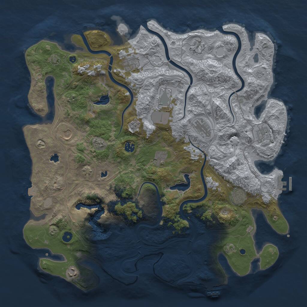 Rust Map: Procedural Map, Size: 4500, Seed: 764924201, 17 Monuments