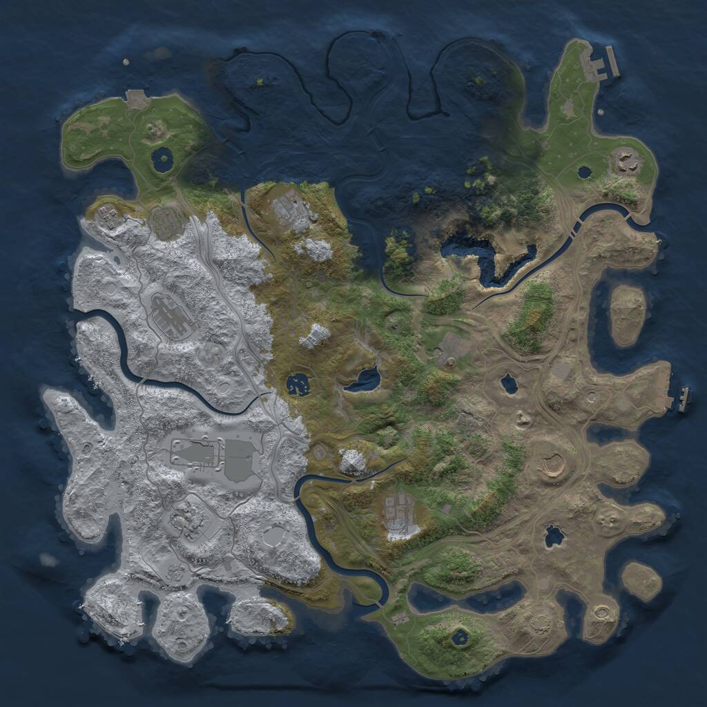 Rust Map: Procedural Map, Size: 4500, Seed: 287987312, 17 Monuments
