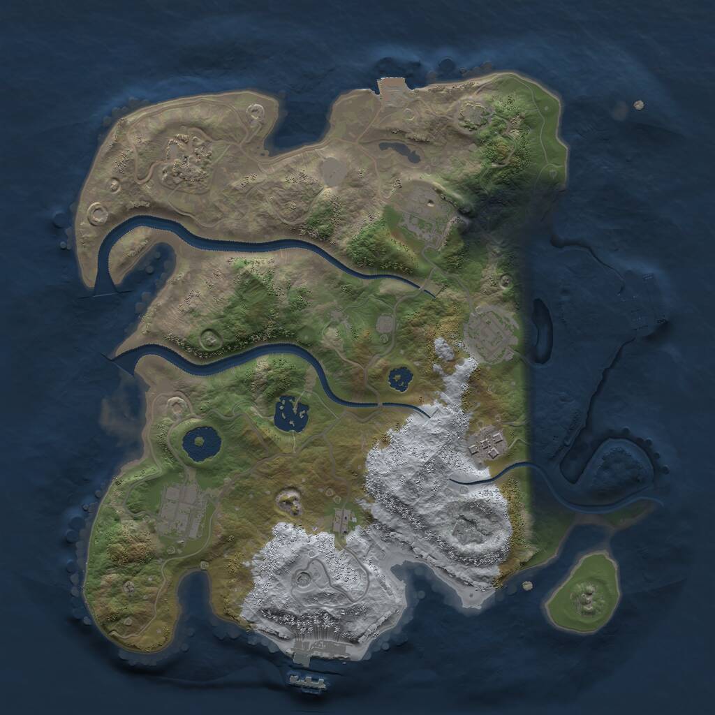 Rust Map: Procedural Map, Size: 3000, Seed: 55766, 11 Monuments
