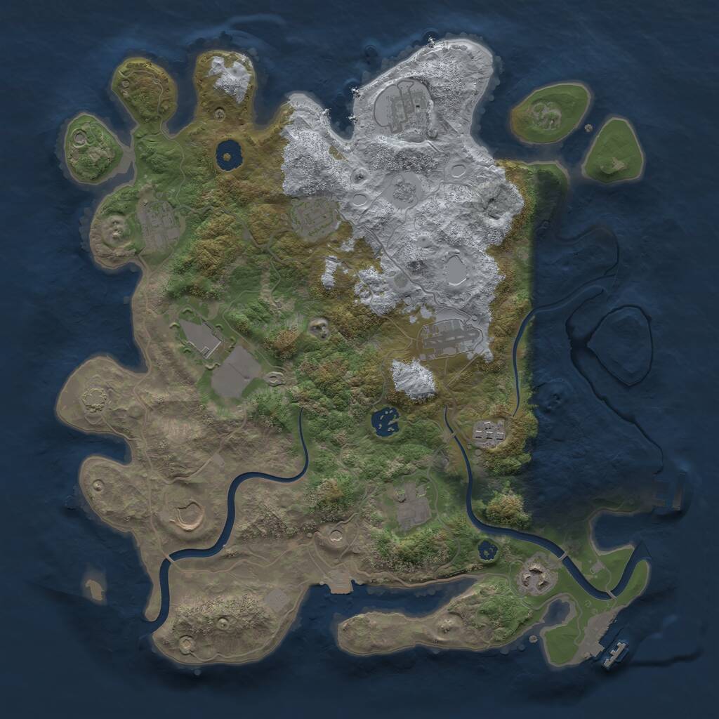 Rust Map: Procedural Map, Size: 3750, Seed: 1959151231, 16 Monuments
