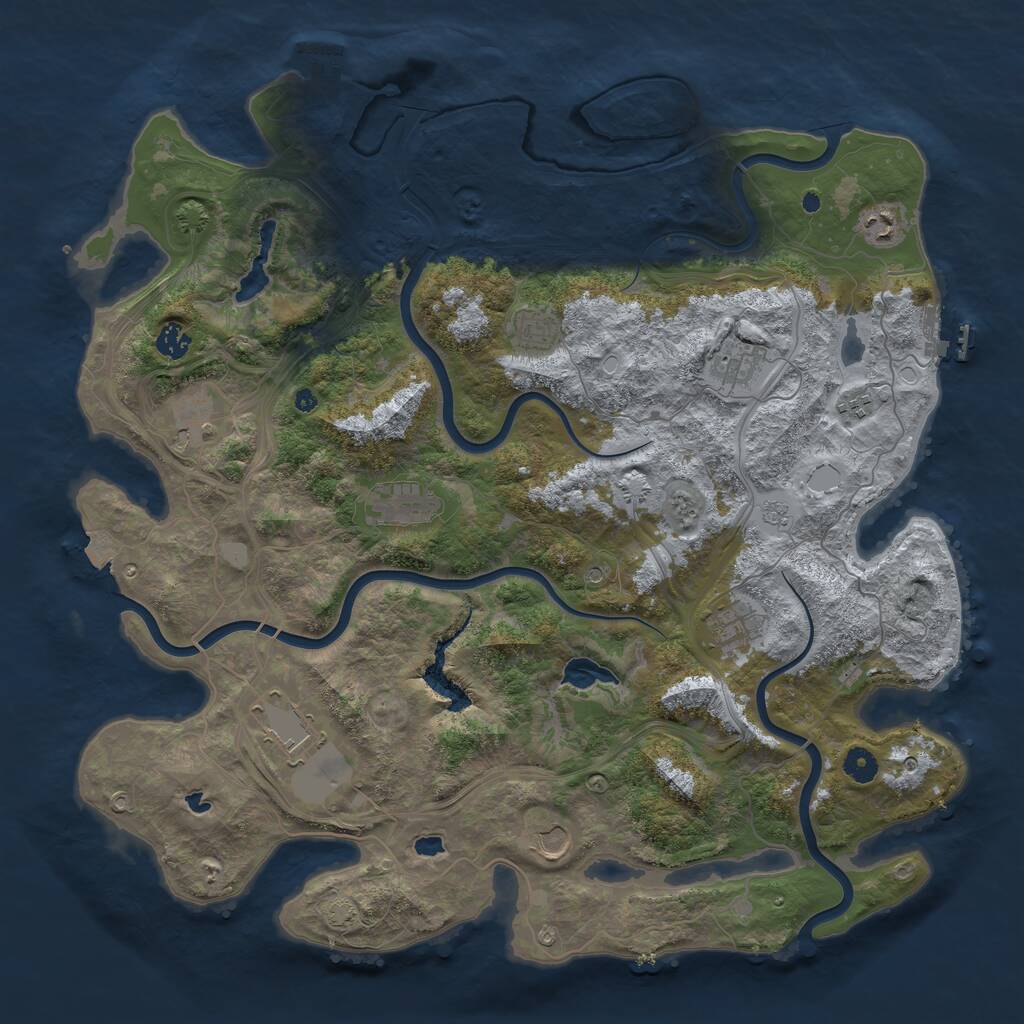 Rust Map: Procedural Map, Size: 4500, Seed: 1843801797, 16 Monuments