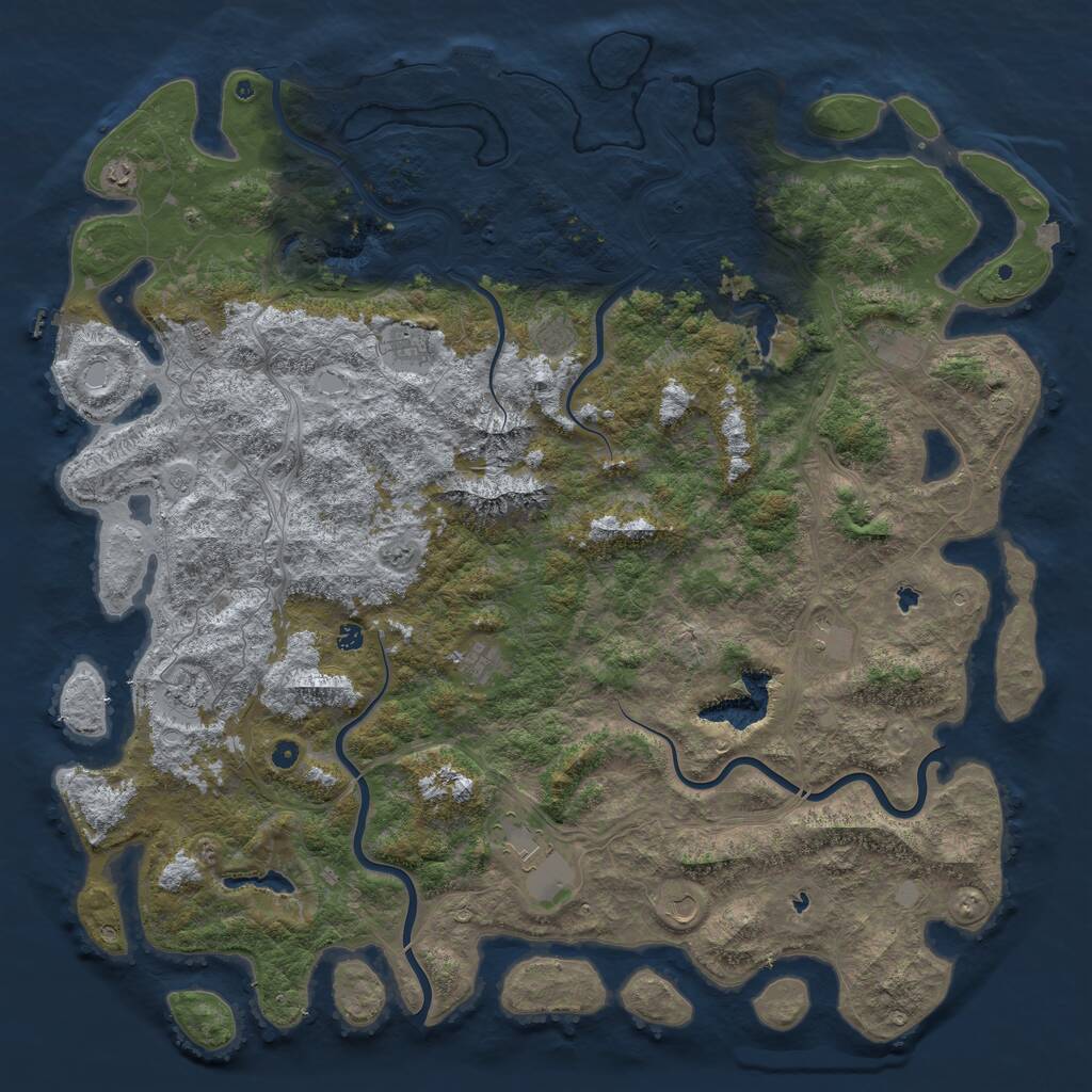 Rust Map: Procedural Map, Size: 6000, Seed: 595170788, 17 Monuments