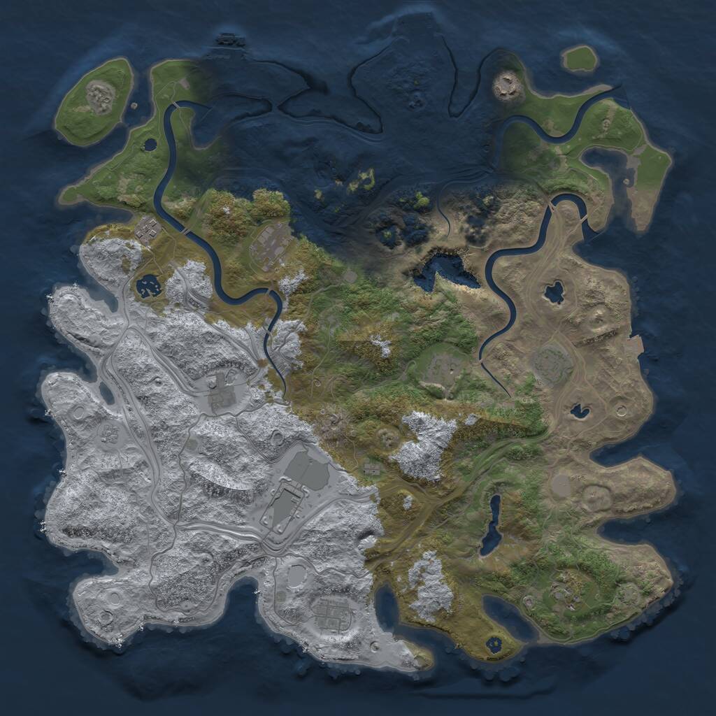 Rust Map: Procedural Map, Size: 4500, Seed: 1261143506, 16 Monuments