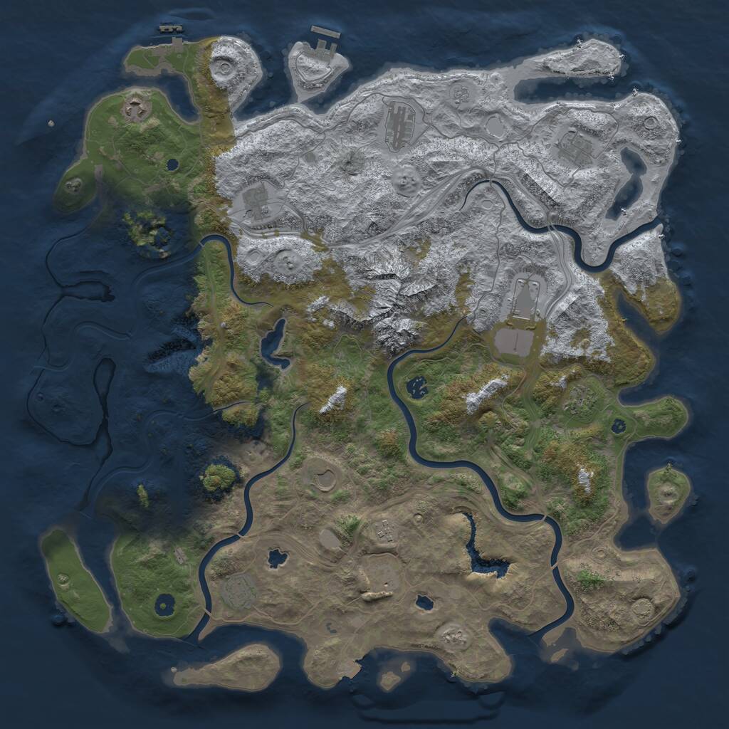 Rust Map: Procedural Map, Size: 5000, Seed: 891726086, 17 Monuments