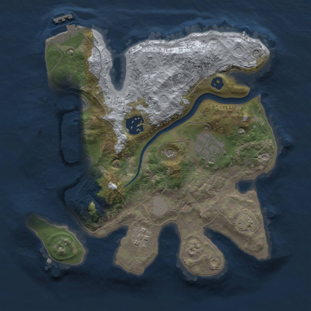 Rust Map: Procedural Map, Size: 2500, Seed: 9214354, 8 Monuments