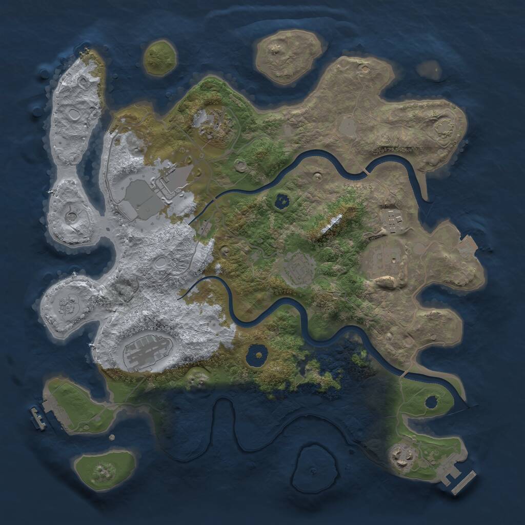 Rust Map: Procedural Map, Size: 3500, Seed: 257471616, 13 Monuments