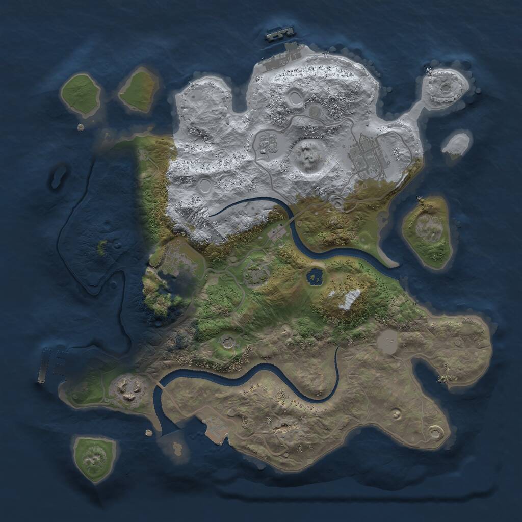 Rust Map: Procedural Map, Size: 3000, Seed: 1438818470, 9 Monuments