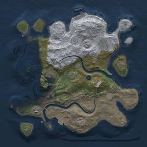 Thumbnail Rust Map: Procedural Map, Size: 3000, Seed: 1438818470, 9 Monuments