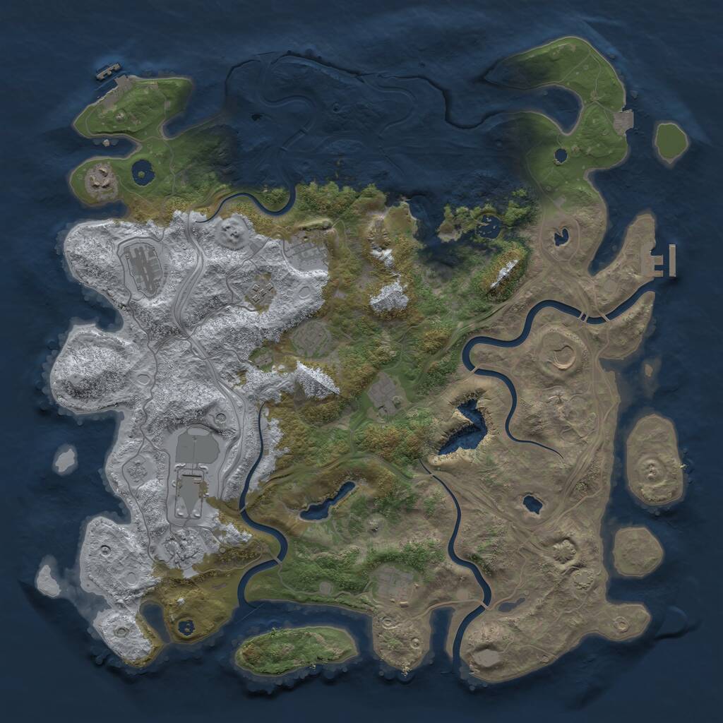 Rust Map: Procedural Map, Size: 4500, Seed: 599223862, 17 Monuments