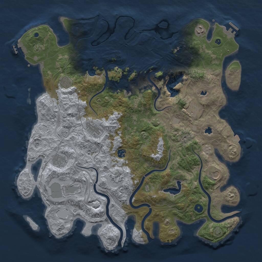 Rust Map: Procedural Map, Size: 4600, Seed: 30720251, 17 Monuments
