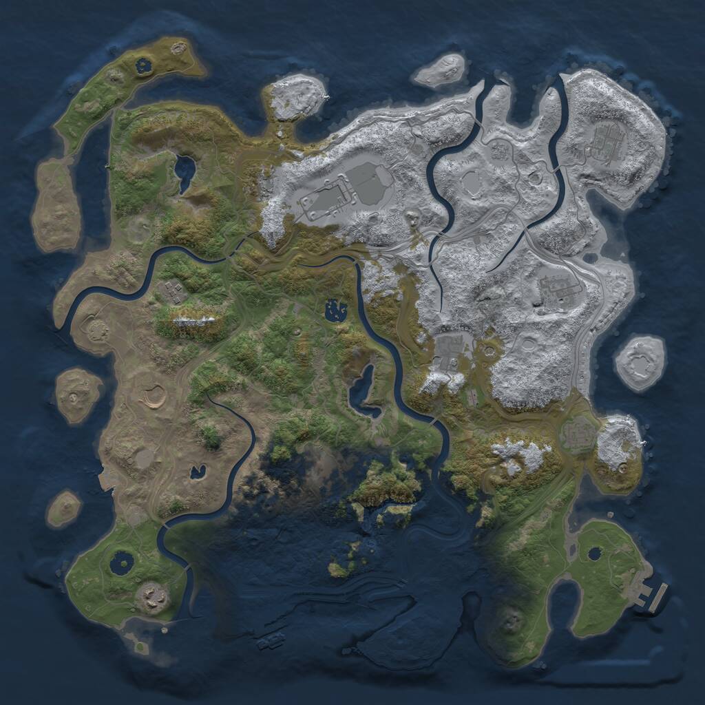 Rust Map: Procedural Map, Size: 4500, Seed: 1333749967, 17 Monuments