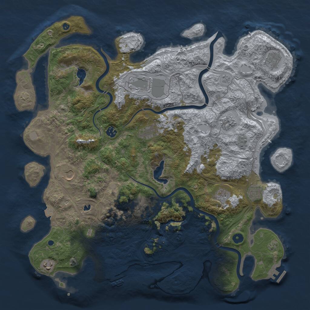 Rust Map: Procedural Map, Size: 4500, Seed: 1333749967, 17 Monuments