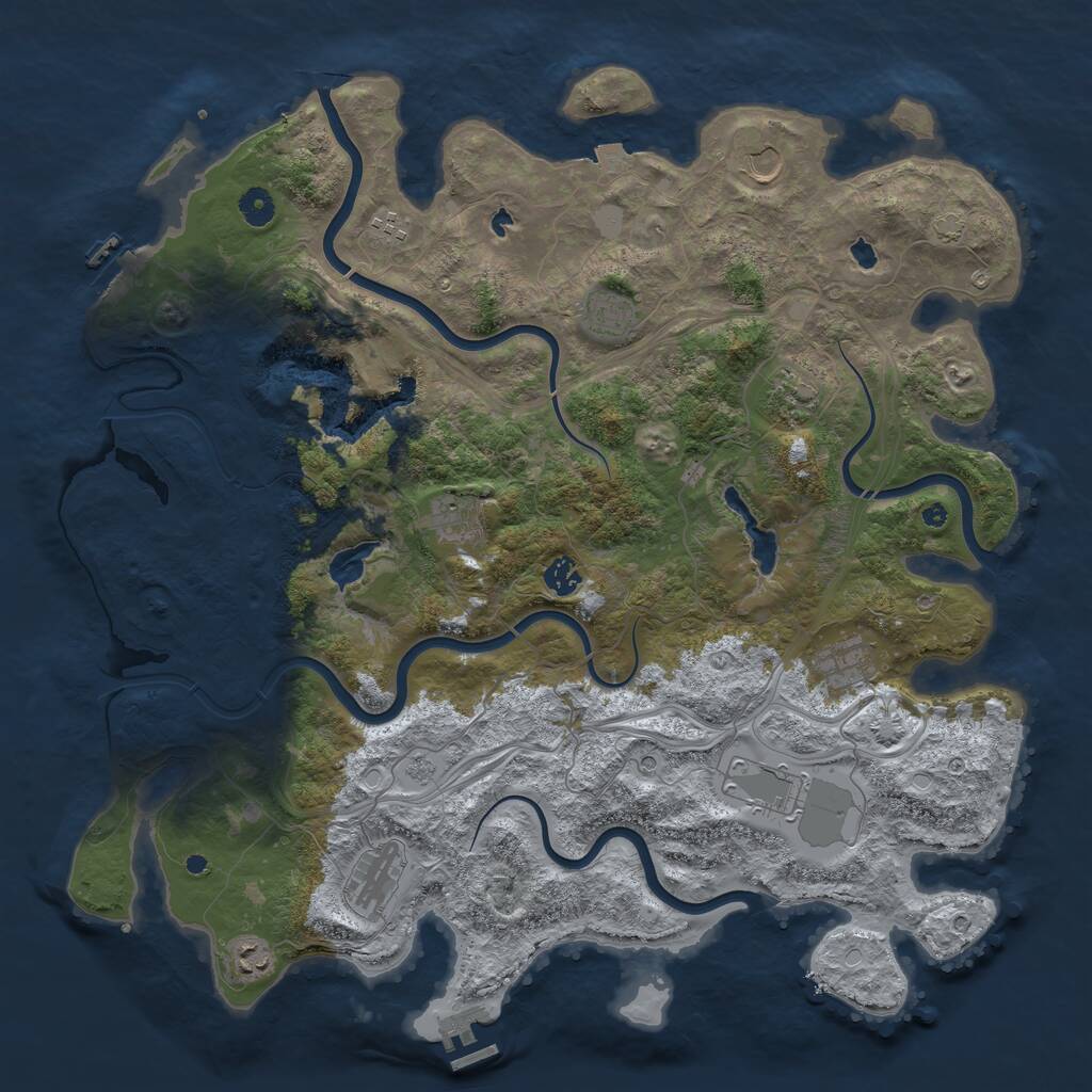 Rust Map: Procedural Map, Size: 4500, Seed: 539372878, 16 Monuments