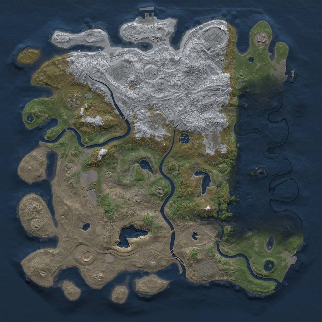 Rust Map: Procedural Map, Size: 4500, Seed: 710479638, 17 Monuments