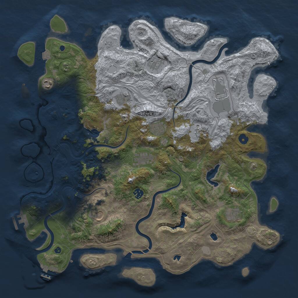 Rust Map: Procedural Map, Size: 4500, Seed: 793736245, 17 Monuments