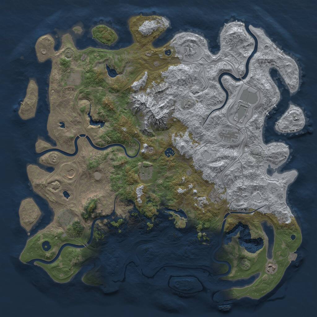 Rust Map: Procedural Map, Size: 5000, Seed: 491047814, 17 Monuments