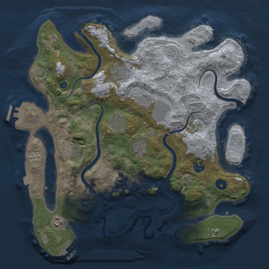 Rust Map: Procedural Map, Size: 3600, Seed: 907291, 14 Monuments