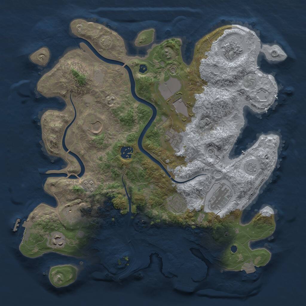 Rust Map: Procedural Map, Size: 3600, Seed: 7014, 16 Monuments