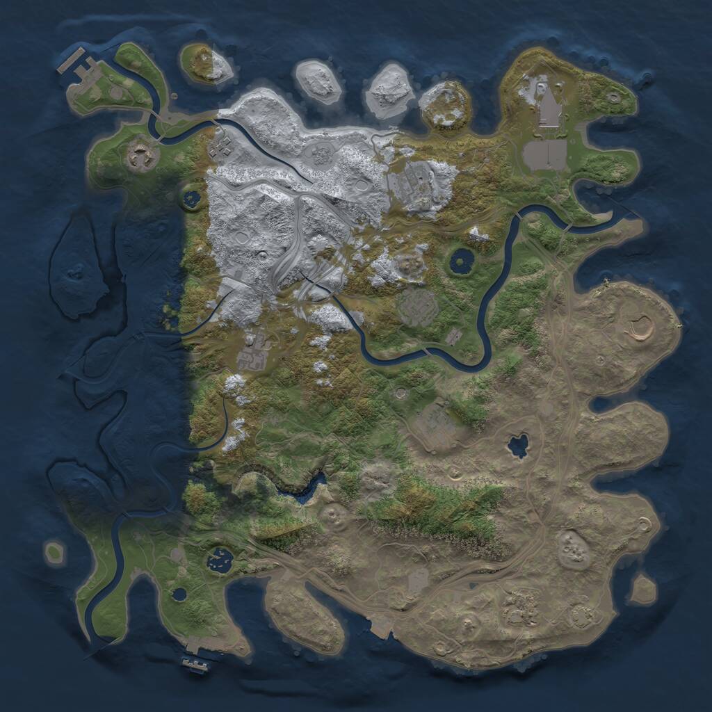 Rust Map: Procedural Map, Size: 4250, Seed: 546630561, 16 Monuments