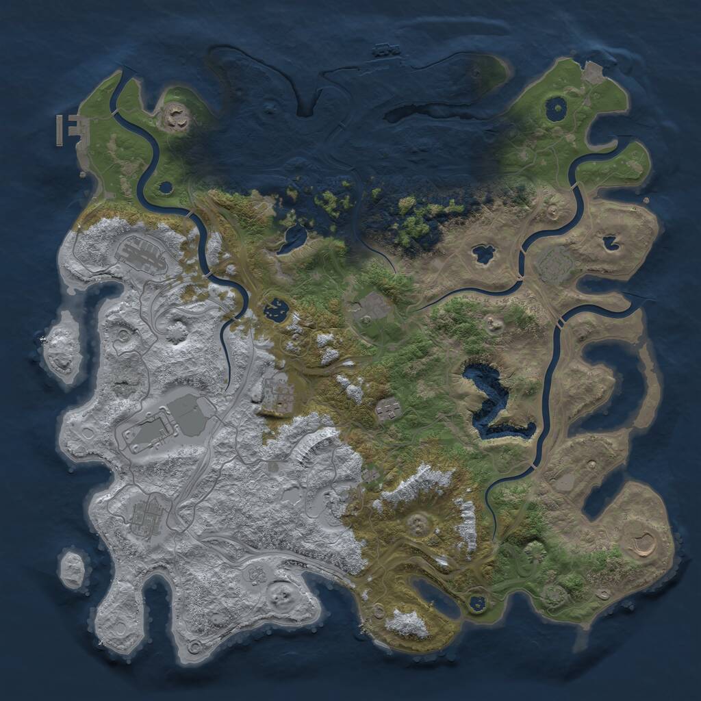 Rust Map: Procedural Map, Size: 4500, Seed: 708964042, 17 Monuments