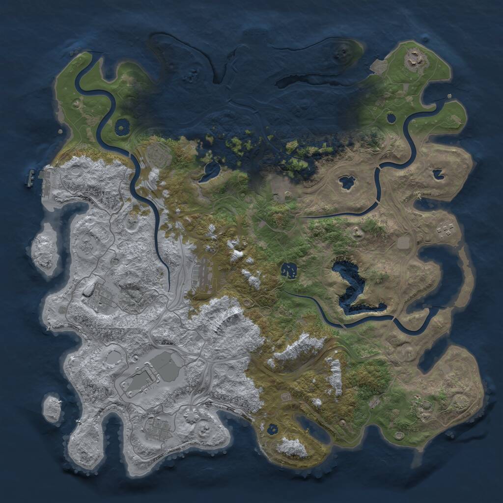 Rust Map: Procedural Map, Size: 4500, Seed: 708964042, 16 Monuments